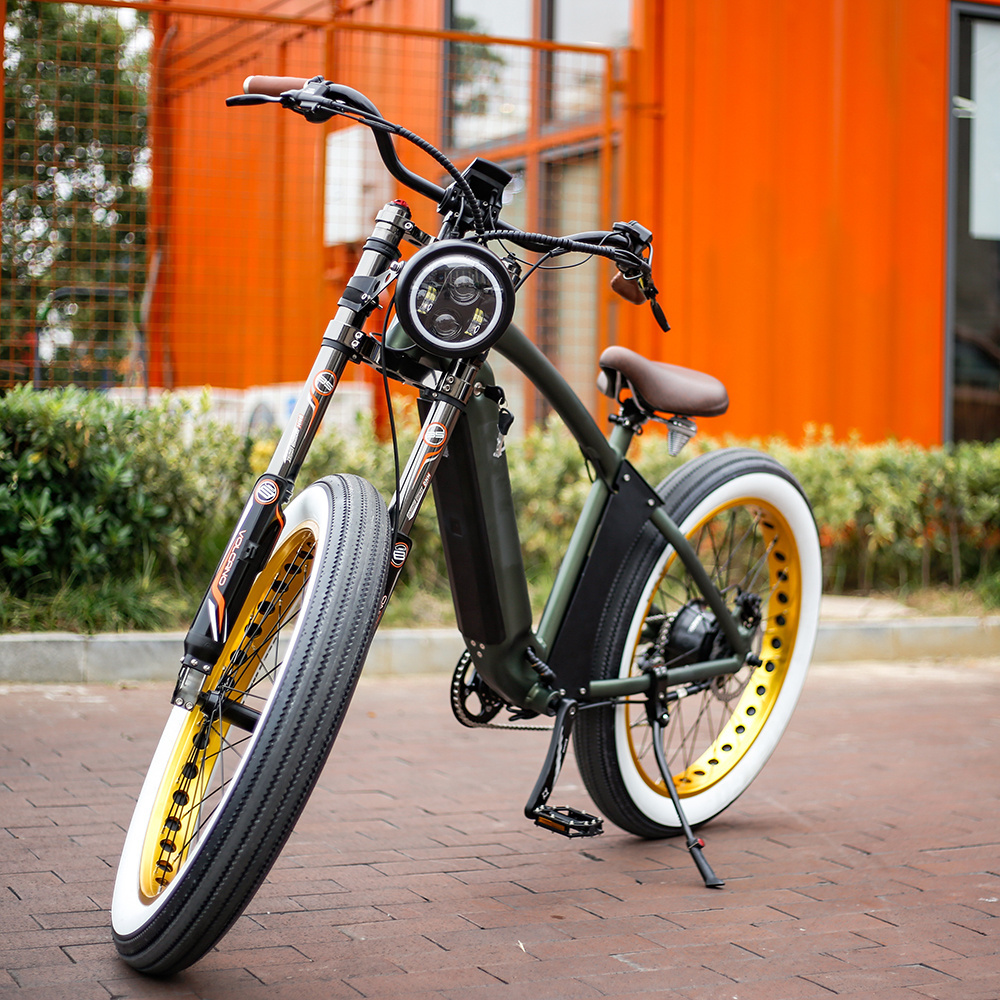 2022 New Design 48V Motor 350/500/1000W Power 26*4.0 inch  Fat Tire Retro Chopper Design City Road Electric Bike Bicycle E Bike