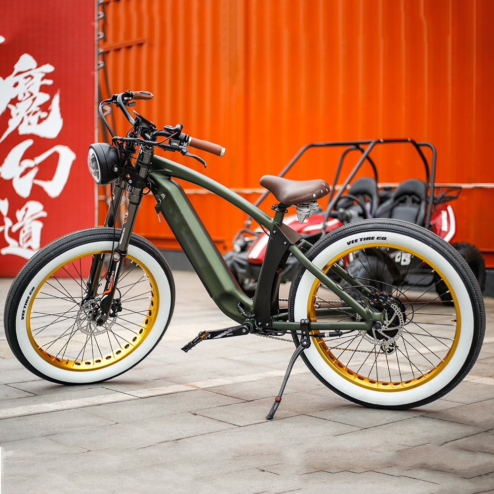 2022 New Design 48V Motor 350/500/1000W Power 26*4.0 inch  Fat Tire Retro Chopper Design City Road Electric Bike Bicycle E Bike