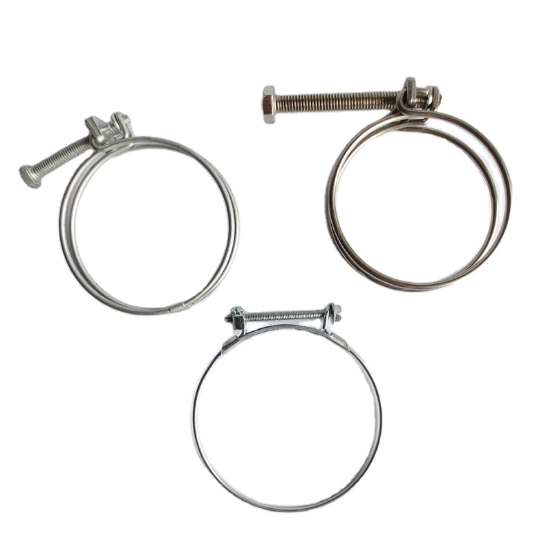 stainless steel spring band hose clamps for a tube ,double wire hose clamp