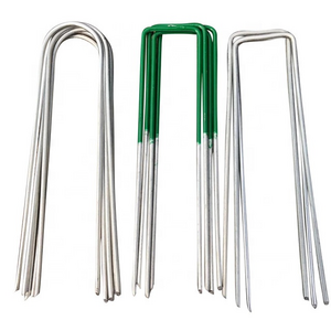 Half Green Grass sod Staples Turf Peg Metal U Pins Artificial Galvanised Weed garden staple