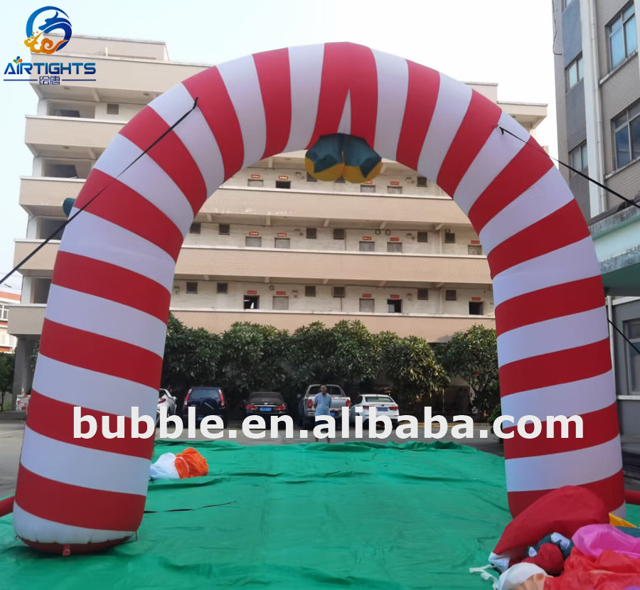 Outdoor Giant Durable Inflatable Candy Cane Arch Gate for Christmas Decoration