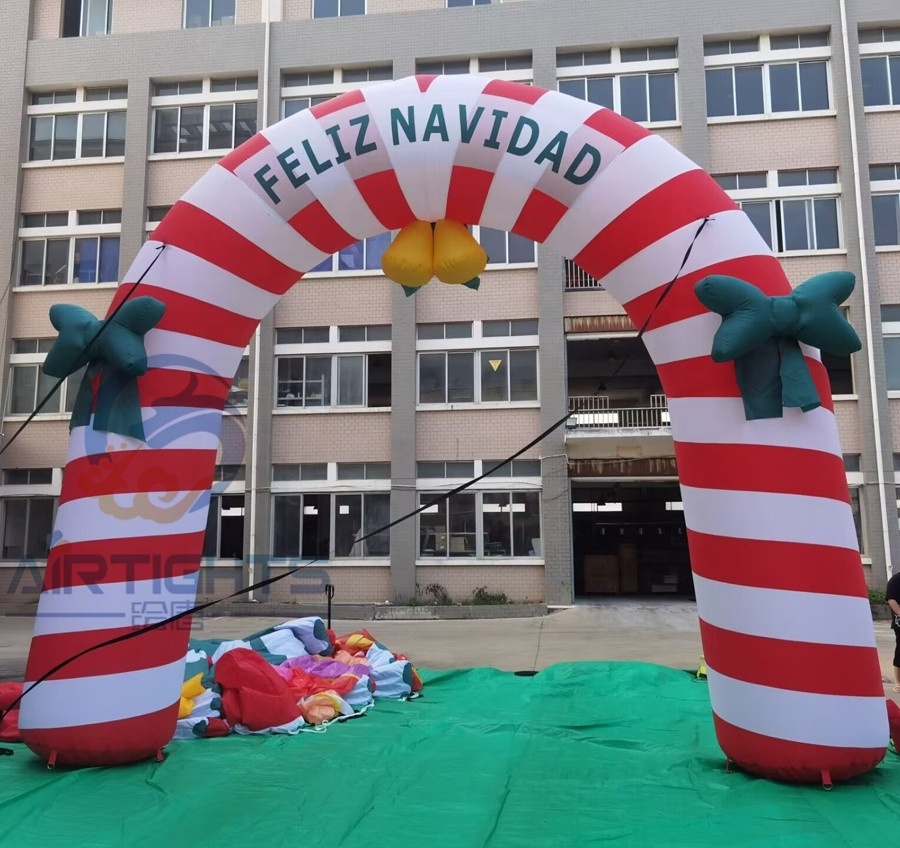 Factory Direct Sale High Quality Christmas Balloon Giant Inflatable Candy Cane Arch