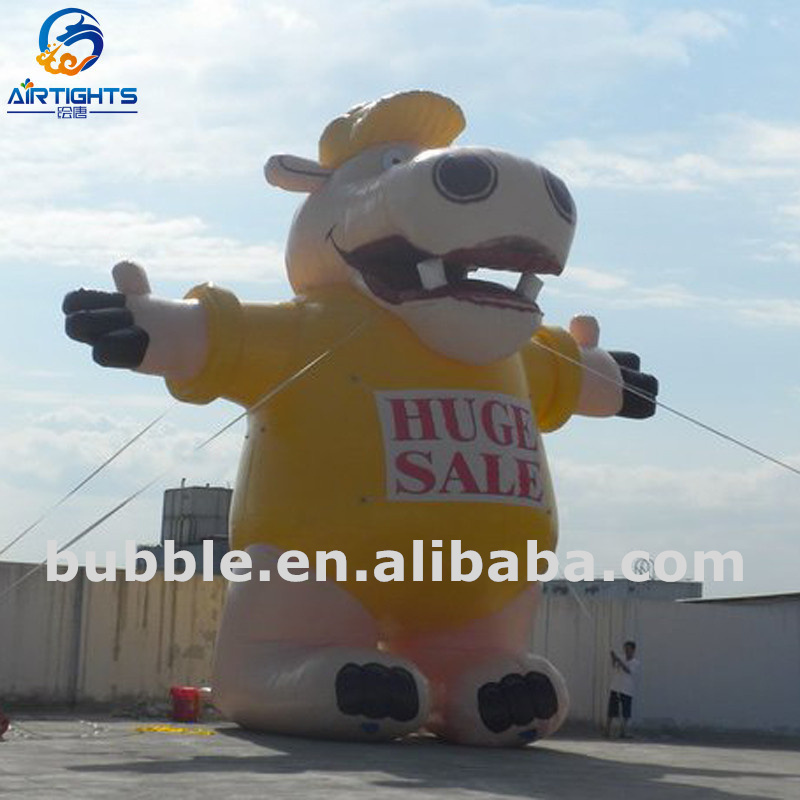 Huge Sale Advertising Balloons 12m High or Customized Giant Inflatable Hippo Cartoon Balloon