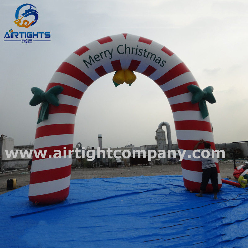 Outdoor Giant Durable Inflatable Candy Cane Arch Gate for Christmas Decoration