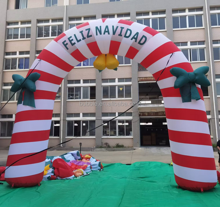 Outdoor Giant Durable Inflatable Candy Cane Arch Gate for Christmas Decoration