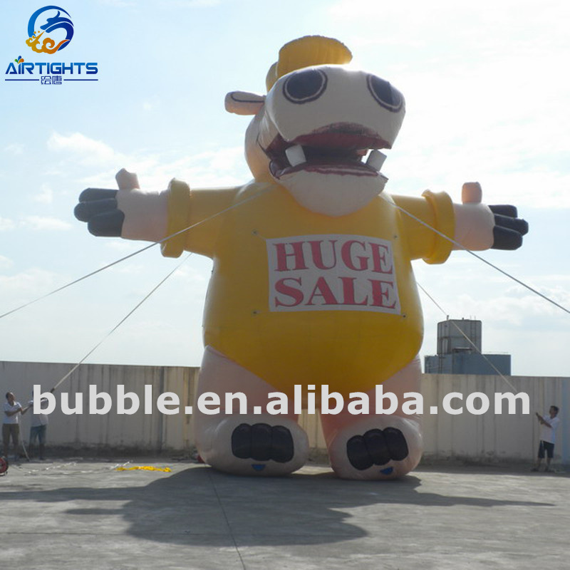 Huge Sale Advertising Balloons 12m High or Customized Giant Inflatable Hippo Cartoon Balloon