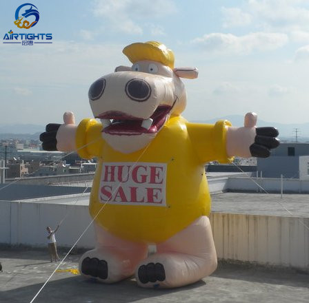 Huge Sale Advertising Balloons 12m High or Customized Giant Inflatable Hippo Cartoon Balloon