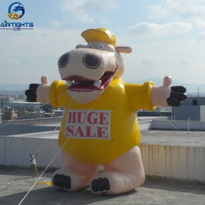 Huge Sale Advertising Balloons 12m High or Customized Giant Inflatable Hippo Cartoon Balloon