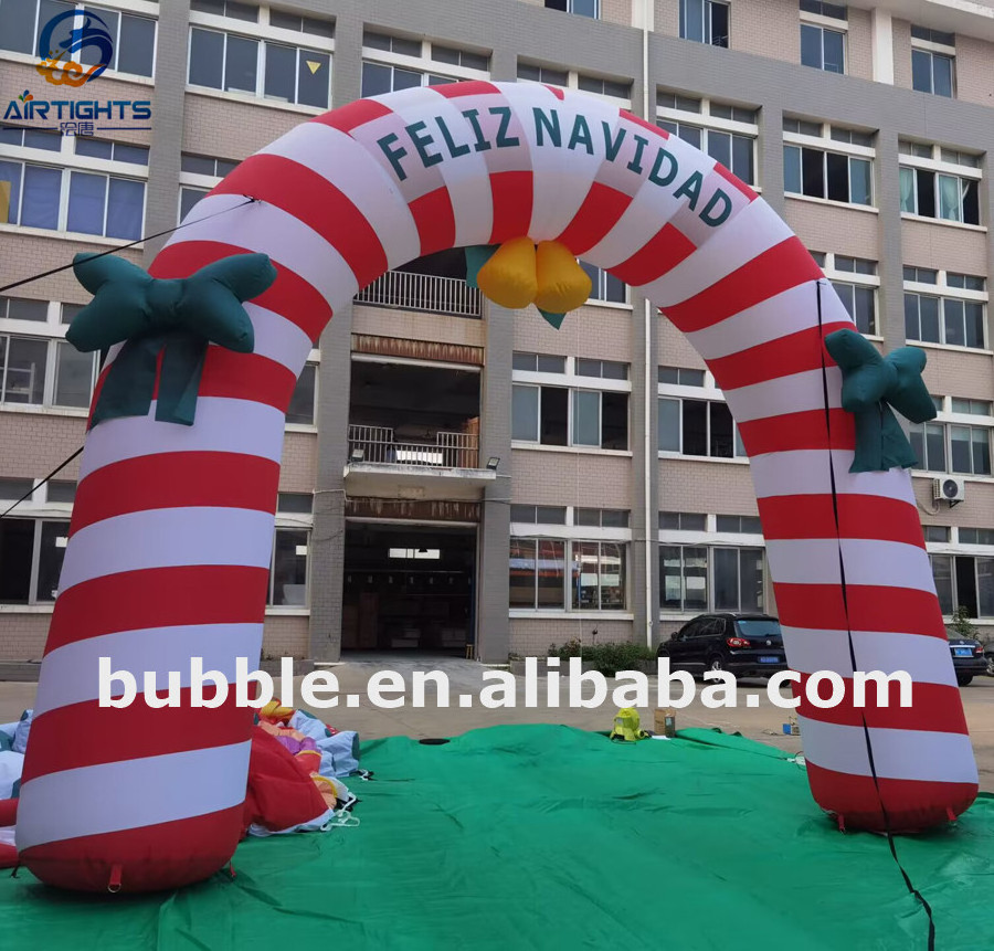 Factory Direct Sale High Quality Christmas Balloon Giant Inflatable Candy Cane Arch