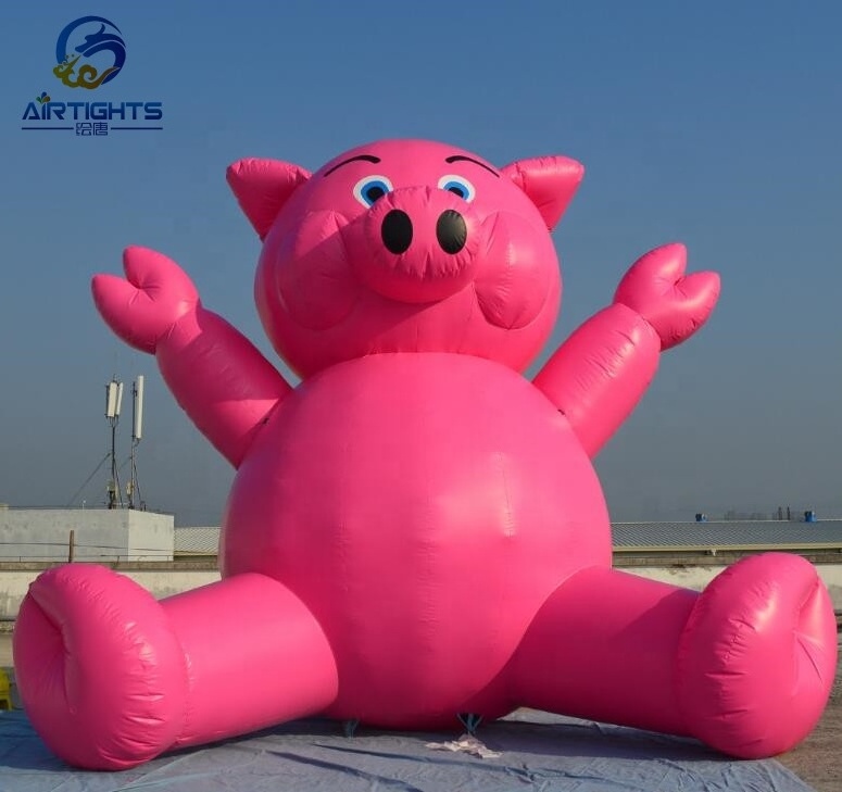 Airtight Factory Hot Sale Inflatable Animal Mascot Giant Pink Inflatable Pig Balloon for Events