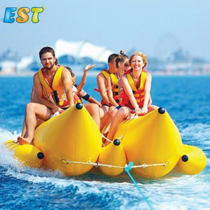 Water Sport Game PVC Double Banana 8 Seats Inflatable Banana Boat Water Floating Surfing Boat For Sale