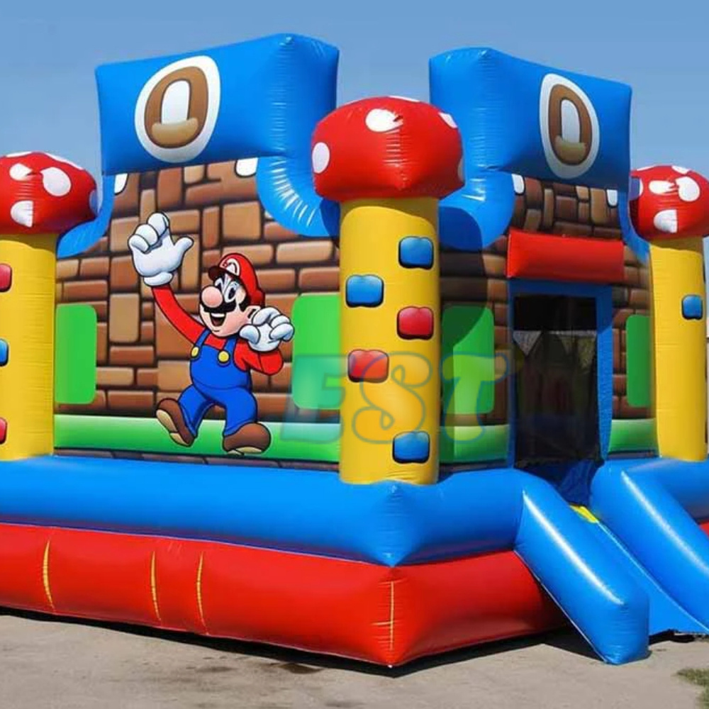 Mario Inflatable Bounce House With Slide Combo Bouncy Jump Castle with Air Blower