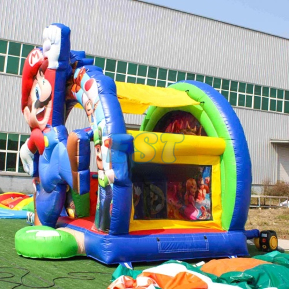 Mario Inflatable Bounce House With Slide Combo Bouncy Jump Castle with Air Blower