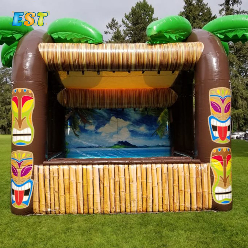 Fun food and drink concession stand booth with airtight inflatable Tiki bar