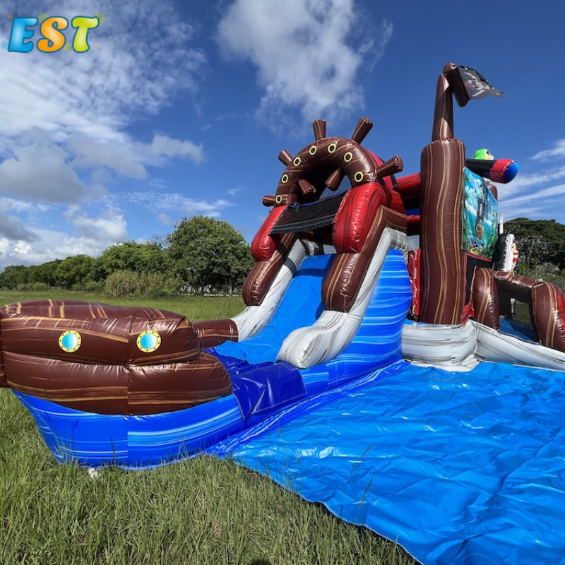 Deluxe Pirate Ship Inflatable Bounce House and Slide Combo Commercial Grade Inflatable Backyard Bouncy Castle For Halloween