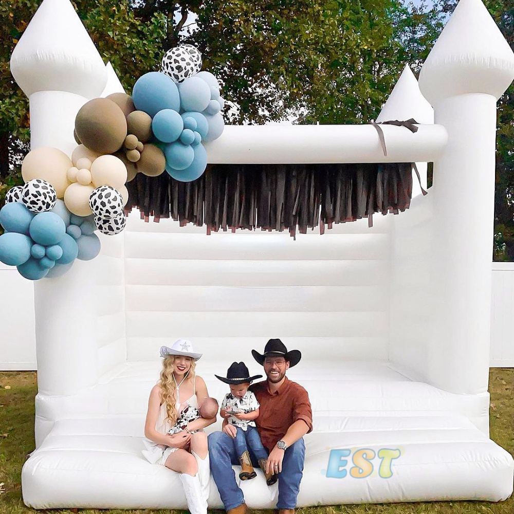 10ft Commercial grade adults wedding white bounce house white jumping castle with blower for outdoor wedding parties