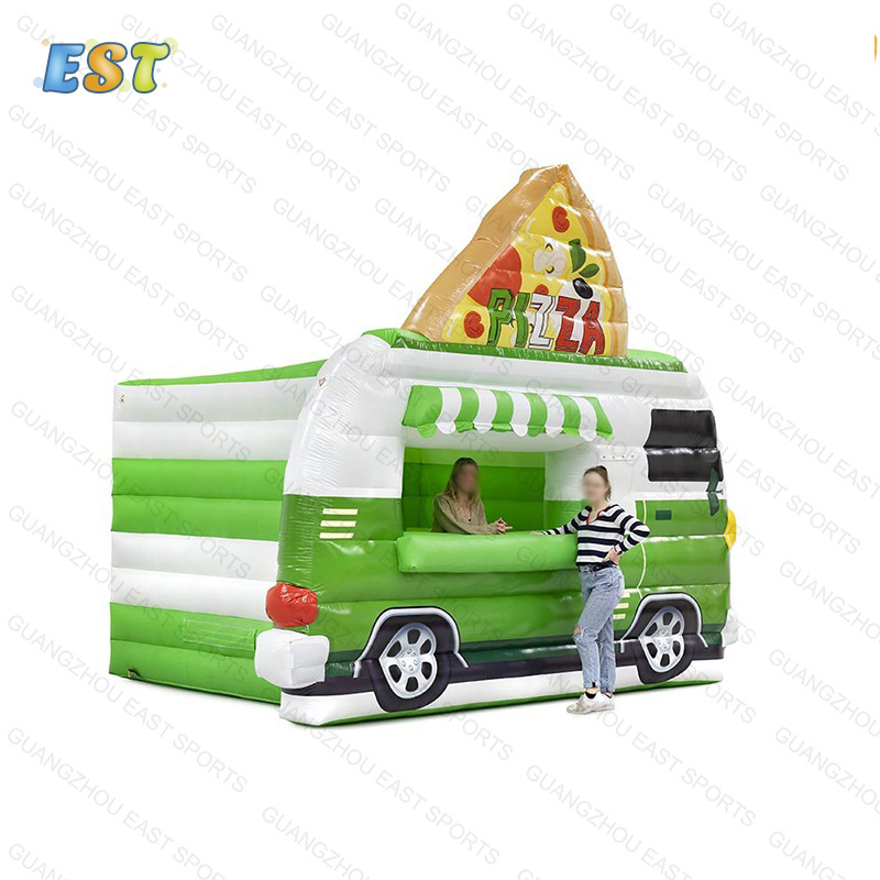 Portable carnival treat shop games party food car cube pizza booth customized pvc inflatable food truck tent for advertising