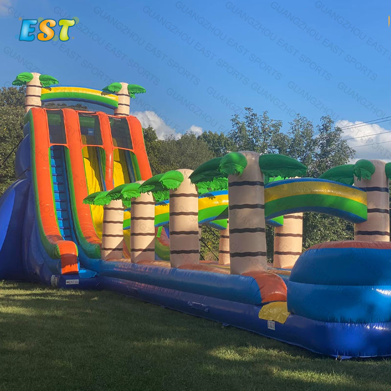 18ft volcano adult commercial PVC waterslide inflatable slides marble tropical inflatable water slide for sale