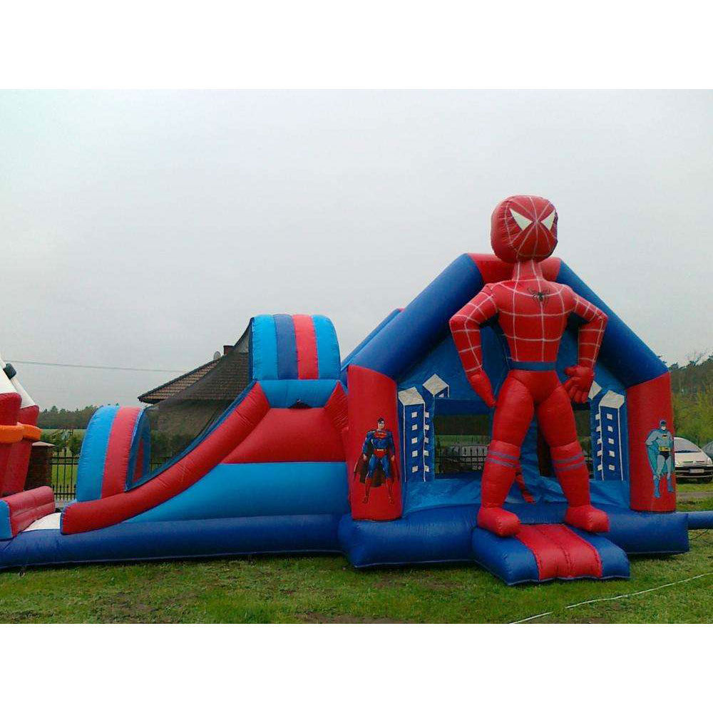 Spiderman Adventure Inflatable Combo / Superhero Bounce House With Slide / Moonwalk Bouncer For Sale