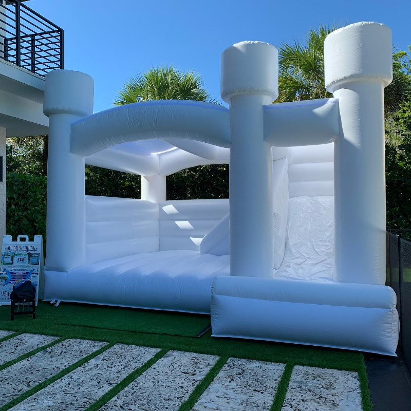 Wholesale Kids Moonwalk White Bounce House With Slide Wedding Jumping Bouncy Castle Inflatable Bouncer for Party