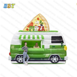 Portable carnival treat shop games party food car cube pizza booth customized pvc inflatable food truck tent for advertising