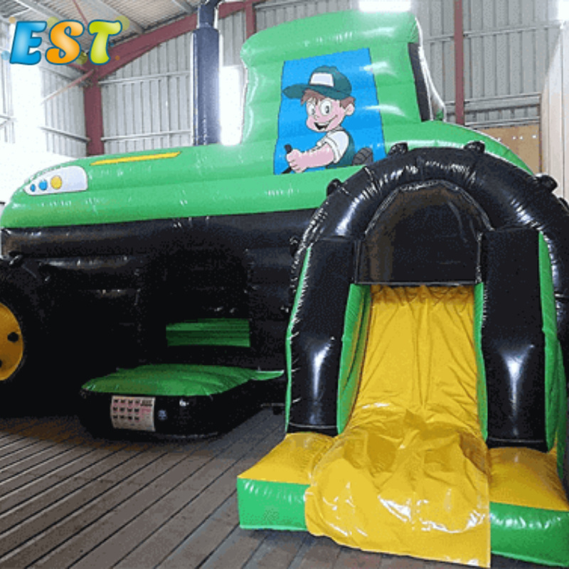 Kids Yard Playground Inflatable Tractor Bounce House Combo Inflatable Car Bounce House with Slide Air Moonwalk Bounce House