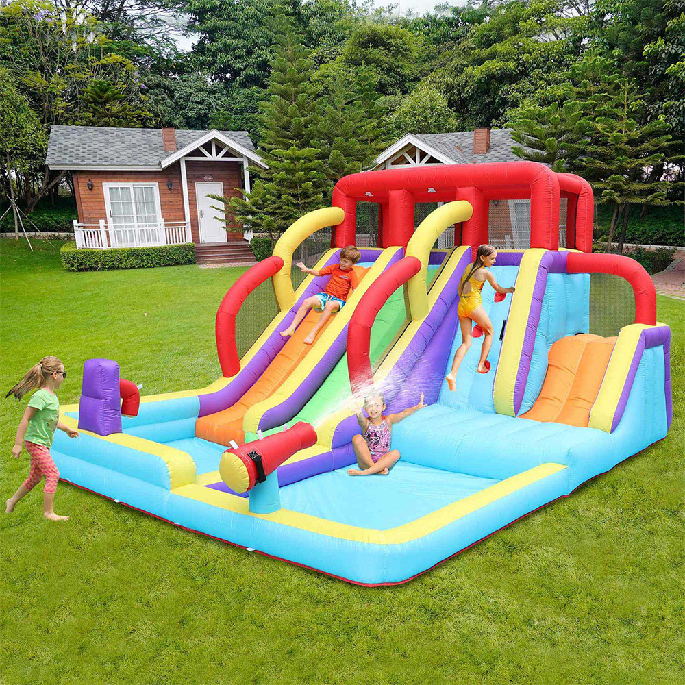 Home Outdoor Water Play Naughty Fort Pool Rock Climbing Slide Inflatable Castle Factory Direct Sale Children's Paradise