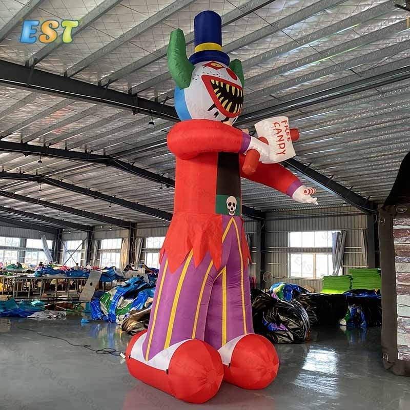 Carnival Party Evil Doll Scary Moving Costume Slide Red Circus Cartoon Giant Inflatable Clown Model for Halloween Decoration