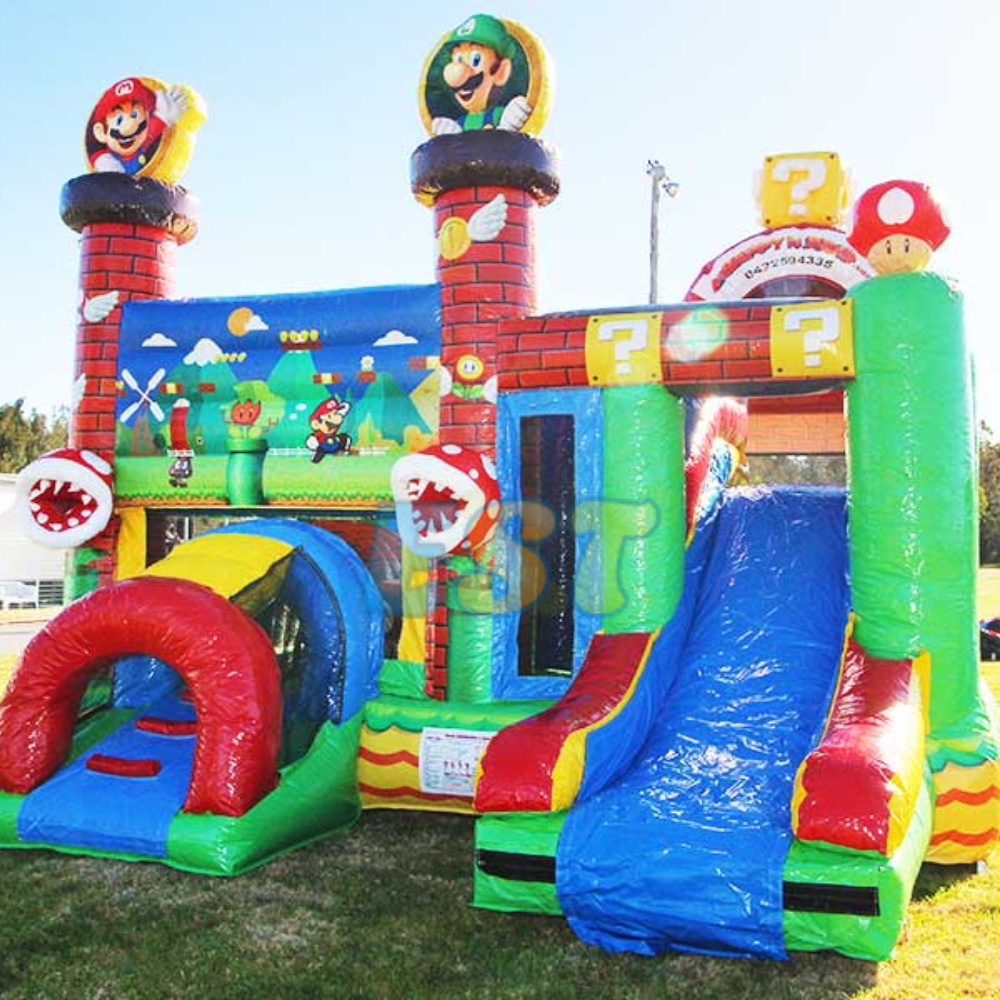 Mario Inflatable Bounce House With Slide Combo Bouncy Jump Castle with Air Blower