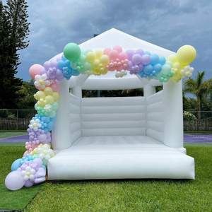 Customized Commercial Adults Kids Inflatable White Wedding Bouncy Castle Inflatable Bounce House With Top Cover For Sale