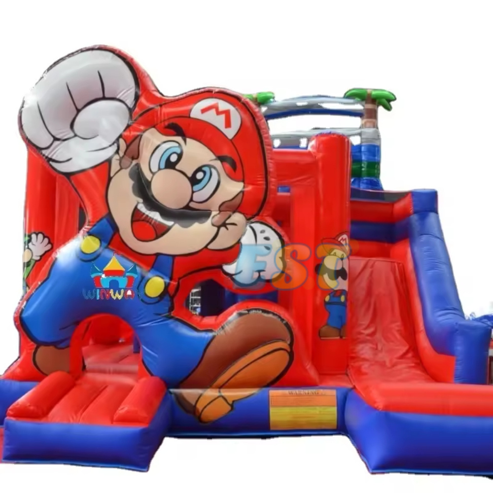 Mario Inflatable Bounce House With Slide Combo Bouncy Jump Castle with Air Blower