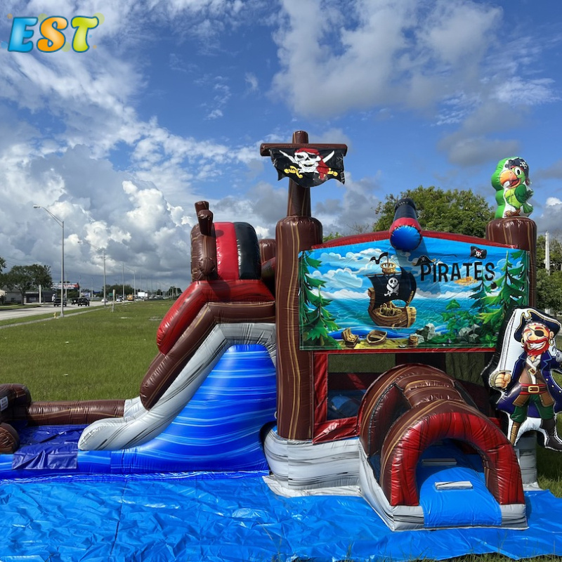 Deluxe Pirate Ship Inflatable Bounce House and Slide Combo Commercial Grade Inflatable Backyard Bouncy Castle For Halloween