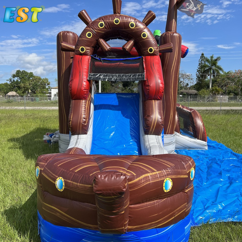 Deluxe Pirate Ship Inflatable Bounce House and Slide Combo Commercial Grade Inflatable Backyard Bouncy Castle For Halloween