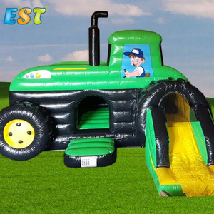 Kids Yard Playground Inflatable Tractor Bounce House Combo Inflatable Car Bounce House with Slide Air Moonwalk Bounce House