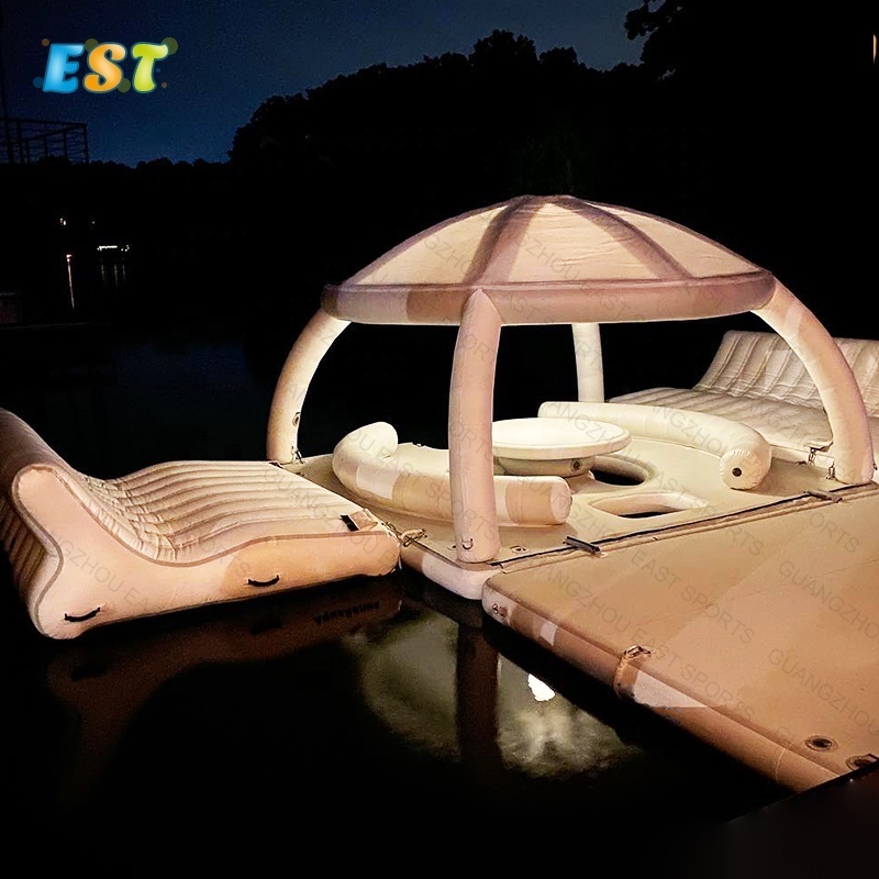 Factory Discount Drop Stitch Inflatable Floating Platform Dock Partybana For Lake With Tent