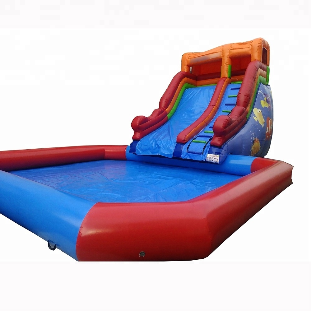 Top quality large inflatable adult water swimming pool rental with slide for sale