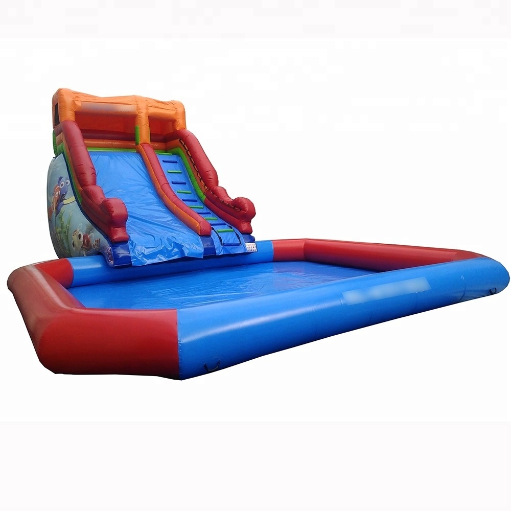 Top quality large inflatable adult water swimming pool rental with slide for sale