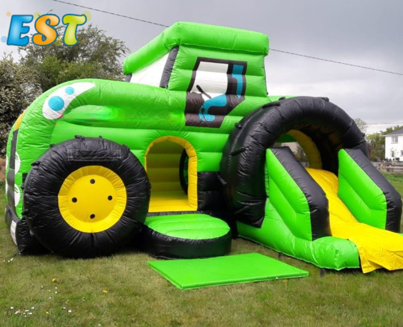 Kids Yard Playground Inflatable Tractor Bounce House Combo Inflatable Car Bounce House with Slide Air Moonwalk Bounce House