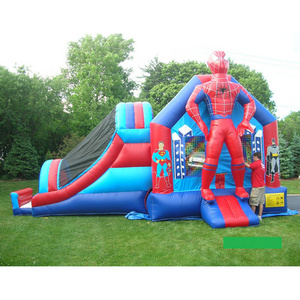 Spiderman Adventure Inflatable Combo / Superhero Bounce House With Slide / Moonwalk Bouncer For Sale