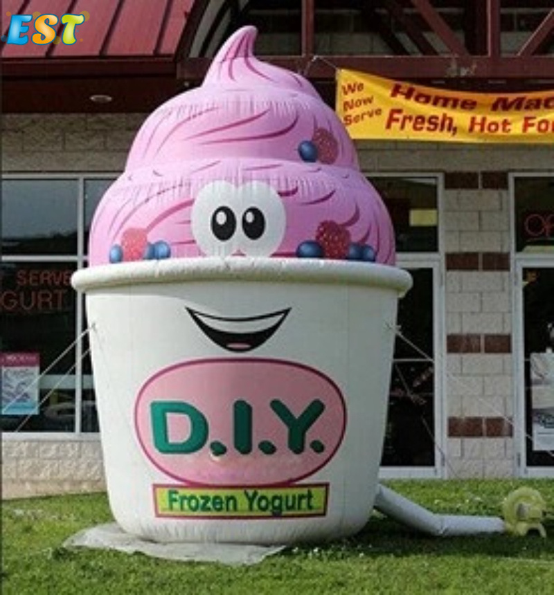 Advertising Inflatable Ice Cream For Store Decoration 3m Blow Up Food Model Inflatable Cupcake Model For Advertising