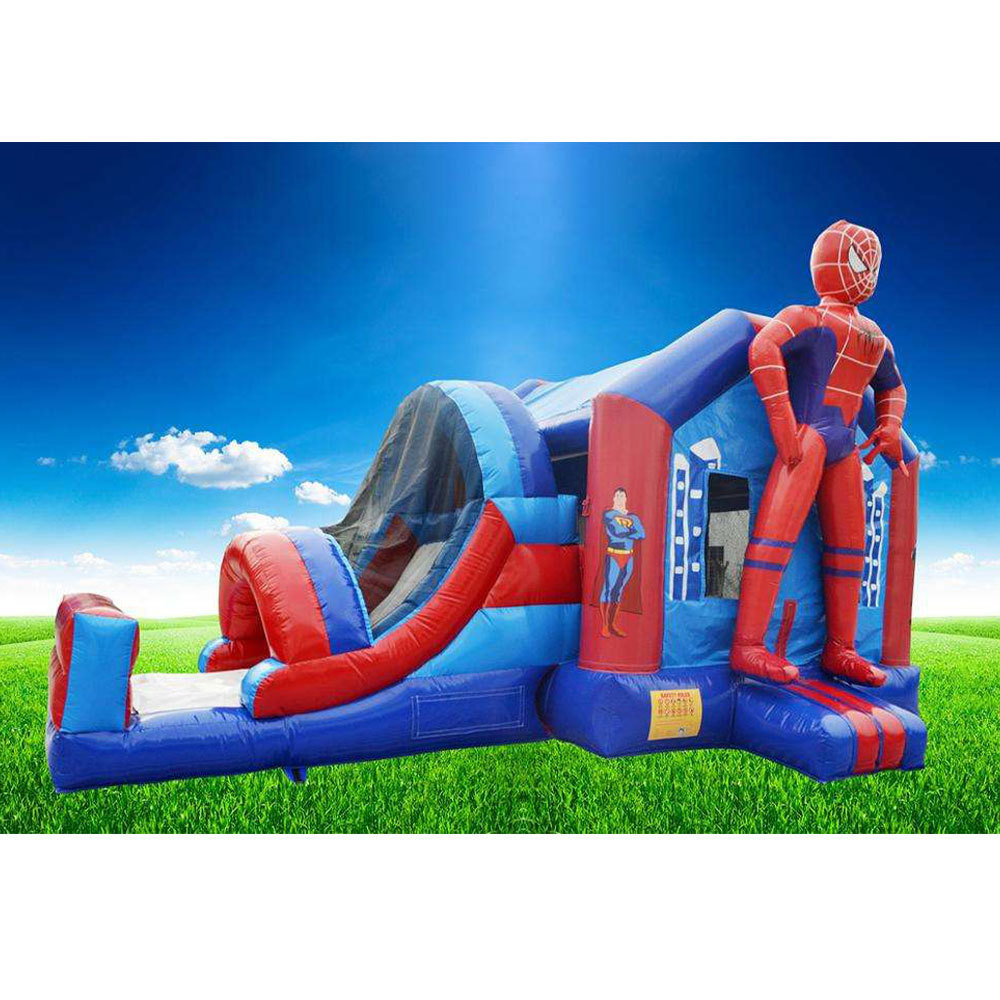 Spiderman Adventure Inflatable Combo / Superhero Bounce House With Slide / Moonwalk Bouncer For Sale