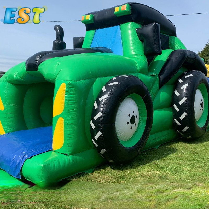 Kids Yard Playground Inflatable Tractor Bounce House Combo Inflatable Car Bounce House with Slide Air Moonwalk Bounce House