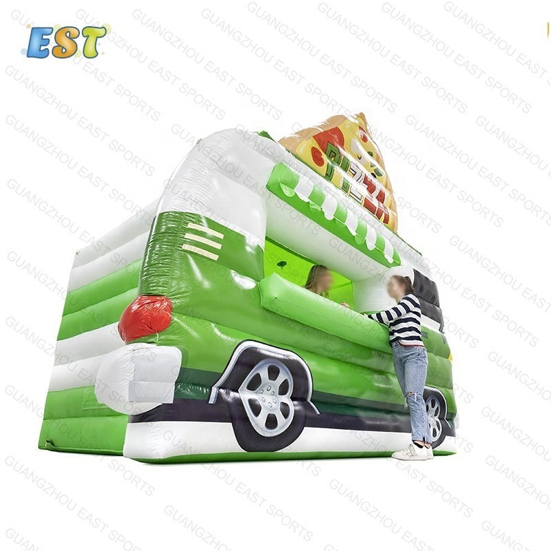 Portable carnival treat shop games party food car cube pizza booth customized pvc inflatable food truck tent for advertising