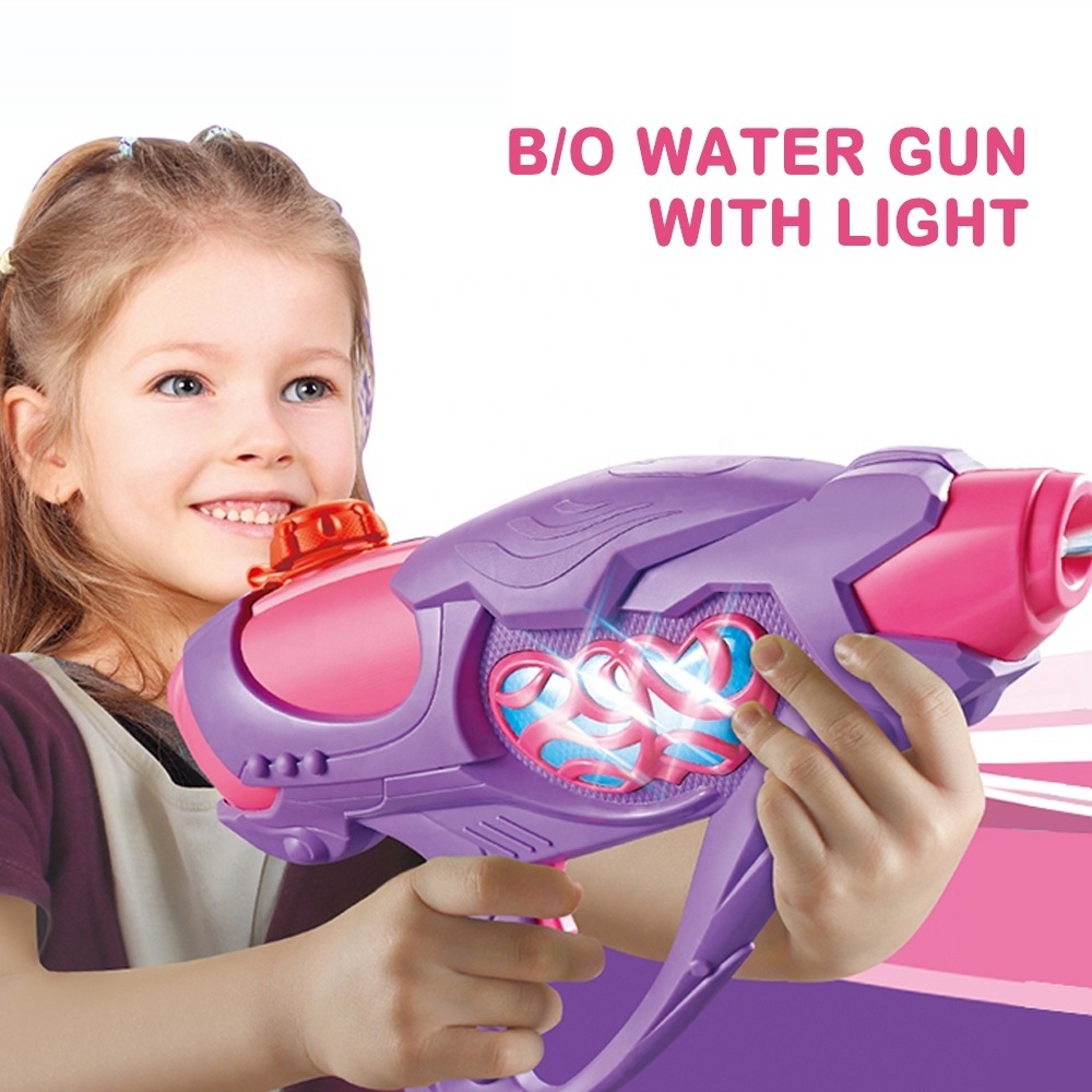 Pink Purple Electric Water Spray Gun for Kids Girls Water Toys with Lights, Plastic Water Gun for Outdoor Game in Summer