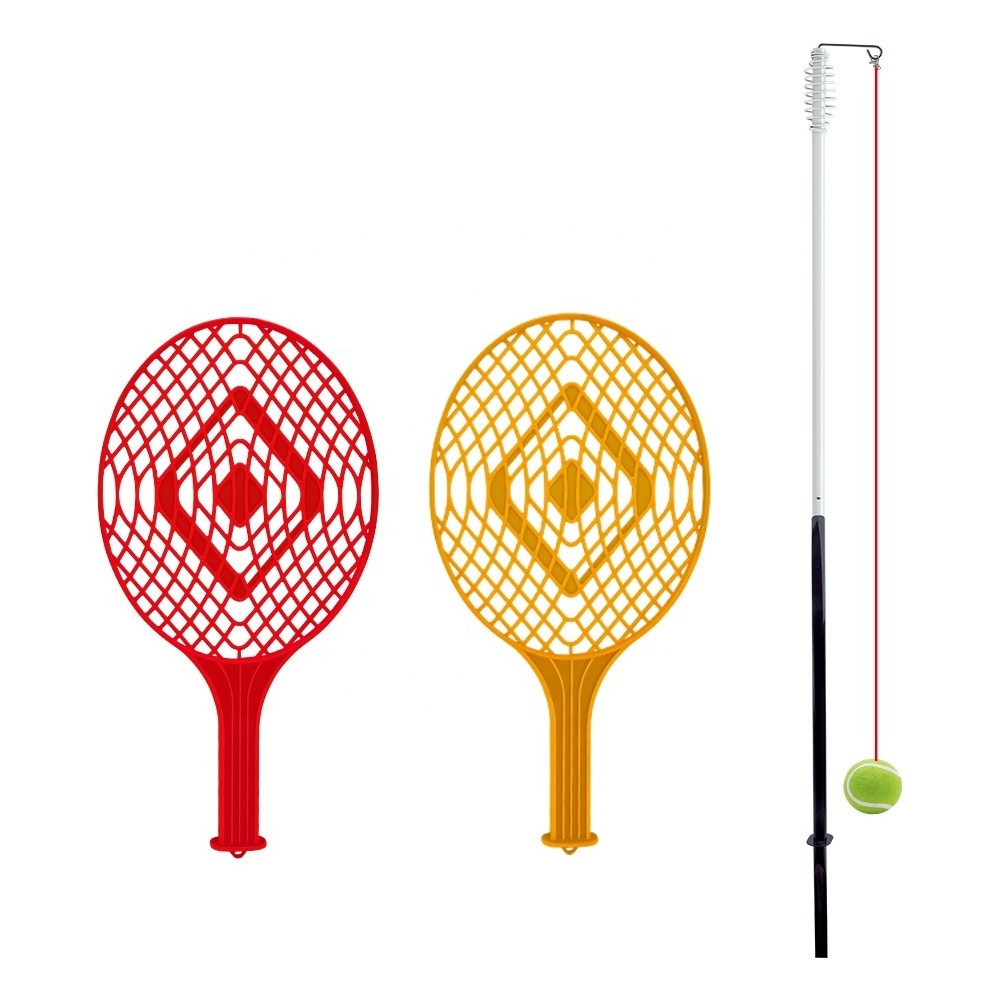 Swing Tennis Ball Set with 2 Rackets, Ball and Assembly Tetherball Pole Children Game Toys Balls Sport Beach Game Toy Tennis