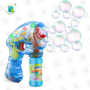 LED Light Up Bubbles Blaster Blower Battery Operated Bubble Gun with Bottle Solutions for Kid Outdoor Summer Game Party