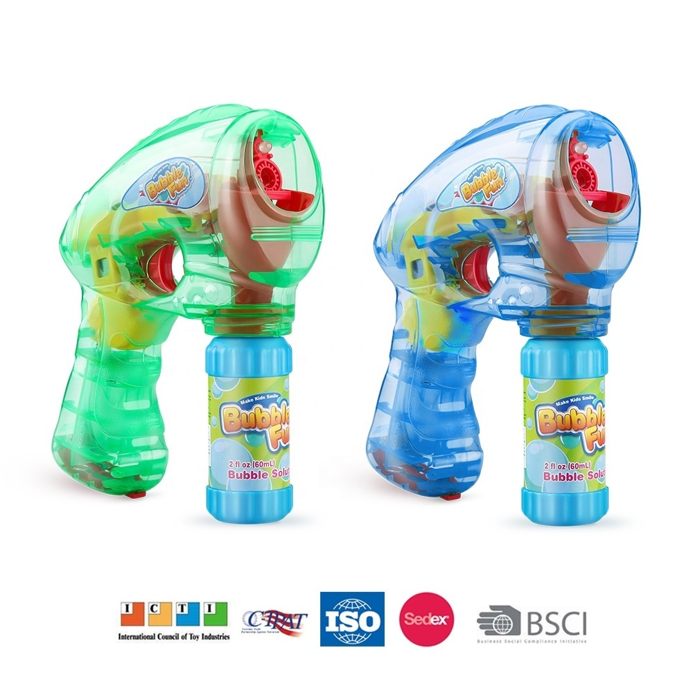 LED Light Up Bubbles Blaster Blower Battery Operated Bubble Gun with Bottle Solutions for Kid Outdoor Summer Game Party