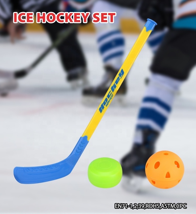 Sport Toys Set Outdoor Ice Hockey Toy Set with Stick and Ball Kids Hockey Game Sports and Fitness Toys