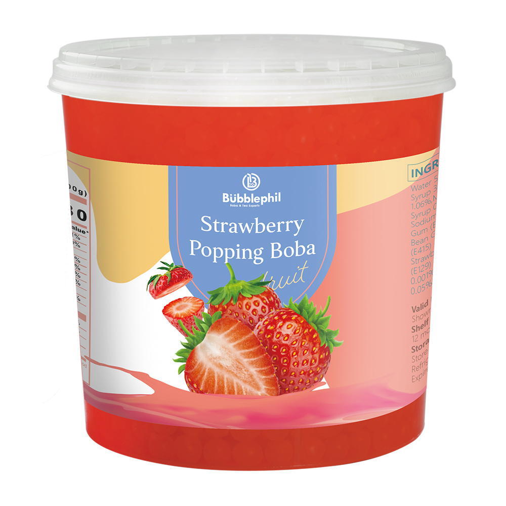 Strawberry Flavored Bursting Boba Pearls with Nice Chewy Texture