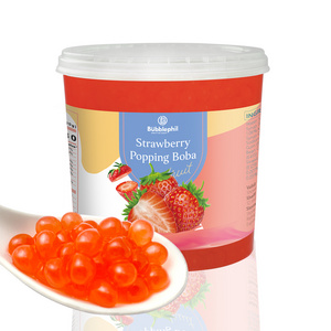 Strawberry Flavored Bursting Boba Pearls with Nice Chewy Texture